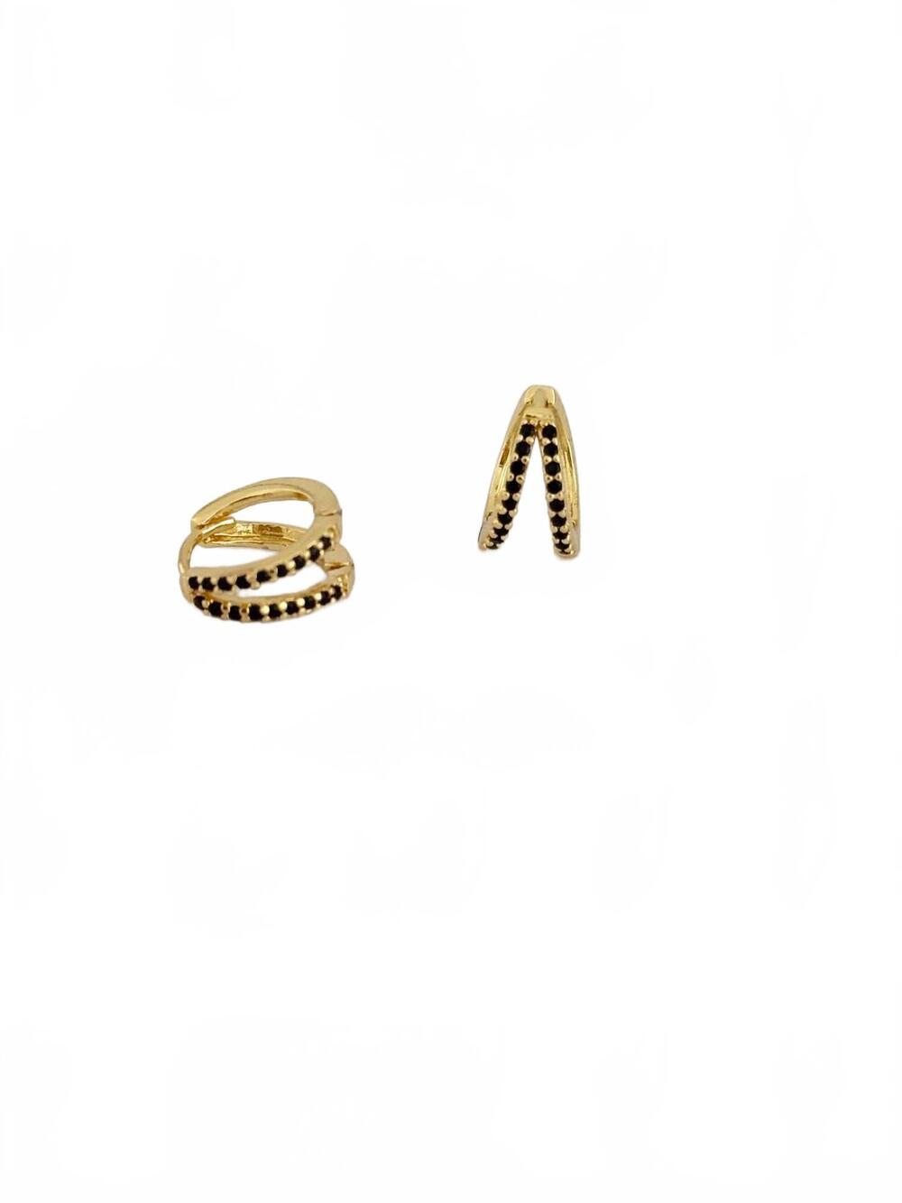 NEW TRAMPS+THIEVES women's janine huggies earrings in black